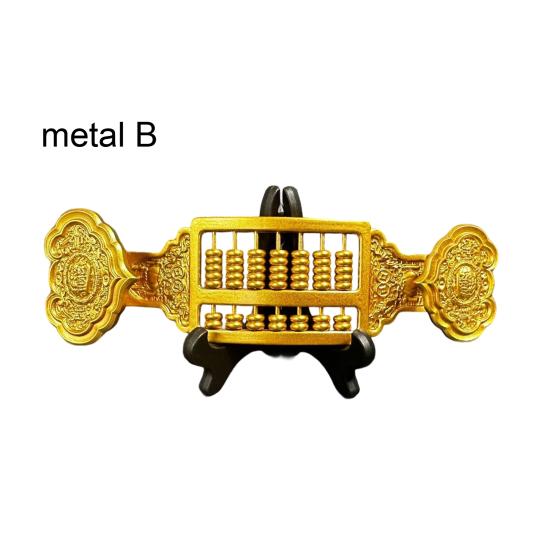 Mini Brass Abacus Ruyi Decoration Vintage Chinese Ruyi Golden Abacus Math Calculating Tool Sculpture Feng Shui Decoration Home Office Desktop Ornament