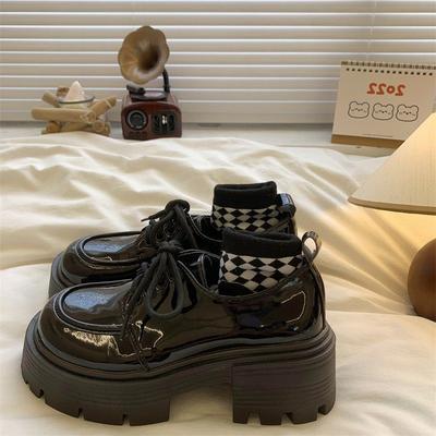 Туфли на толстом каблуке и высокой платформе, женские весенне-летние новые ретро универсальные одинарные туфли на шнуровке из маленькой кожи