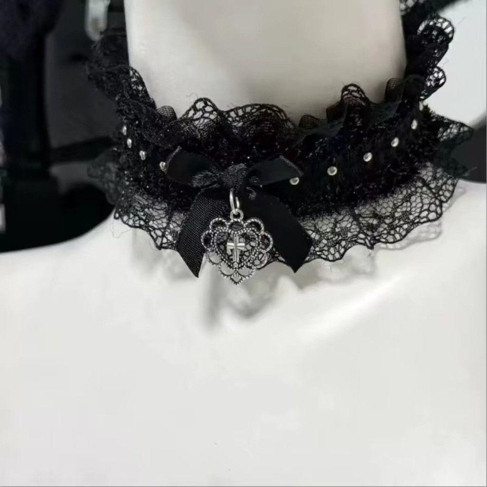 Y2K Lace Necklace Bow Collar Cosplay Necklace Fashion Lolita Choker Girl