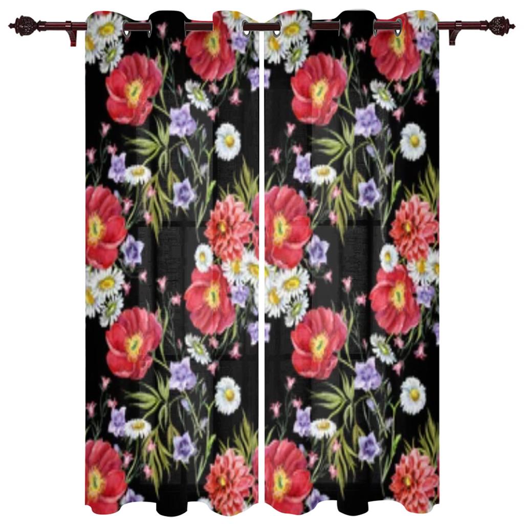 Flower Watercolor Window Curtain for Bedroom Living Room Backdrop Curtain Home Decor Kitchen Short Curtain