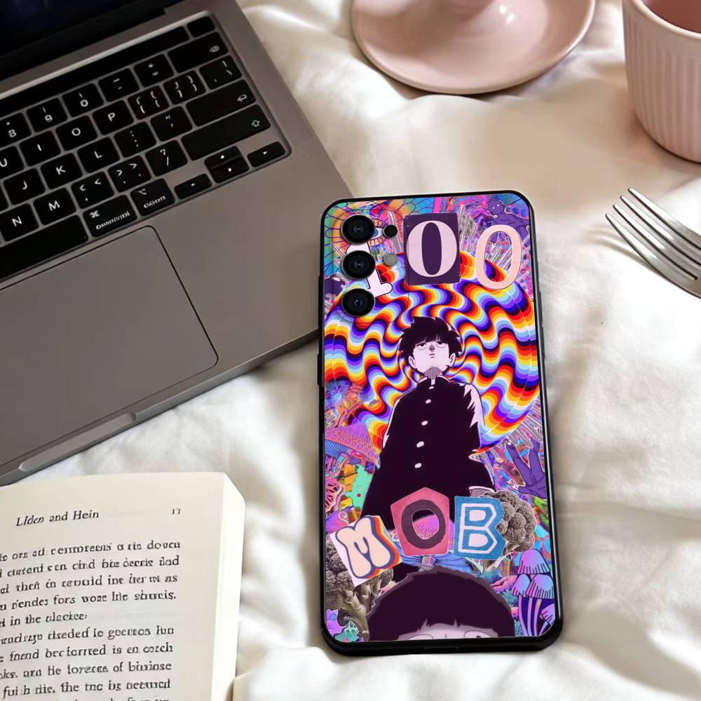 Чехол для телефона Mob Psycho 100 для Samsung S25,24,23,22,30,21,10,9,Ultra,Plus,Lite,FE,4,5 G Мягкий черный чехол