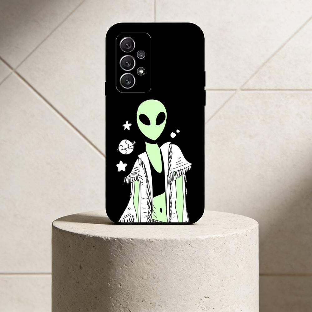 Зеленый инопланетный чехол для телефона G-Green для Samsung S25,24,21,22,23,30,Ultra,20,Plus,Fe,Lite,Note Мягкая черная крышка