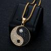 European American Cross-border Hot-selling Hip-Hop Jewelry Copper Gold-plated Full Diamond Tai Chi Yin Yang Pendant Necklace
