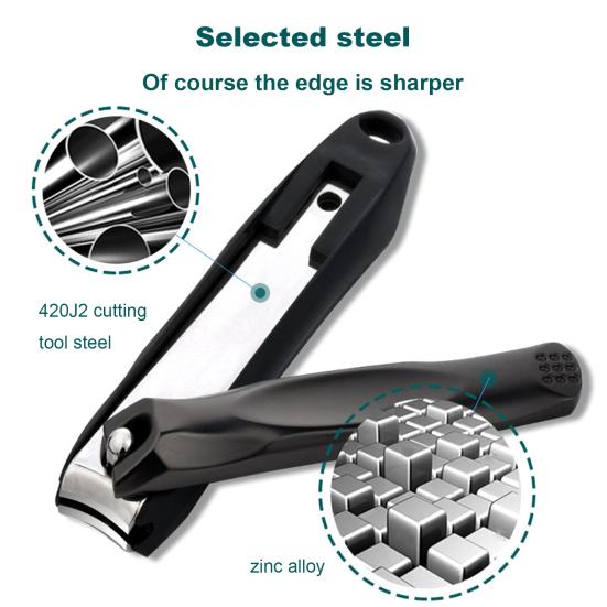 Precision Nail Clippers with Large Opening Sharp Cuts Anti-splash Nail Cutter Portable Stainless Steel Nail & Toenail Trimmer Professional