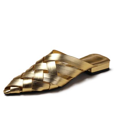 Шлепанцы с острым носком, летняя мода, туфли на толстом каблуке, полутапочки с носками, мюли