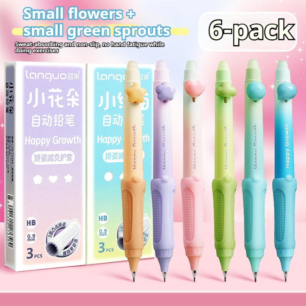 Автоматический карандаш LanGou 0,9 мм с грифелем против поломки для детей, для школы, для рисования, для черчения, с удобным захватом, со сменным грифелем, с кнопкой
