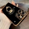 For iPhone 15 Pro Max Luxury Plating Frame Ring Flash Diamond Holder Stand Phone Case For iPhone 11 12 13 14 15 16 Plus XR Cover