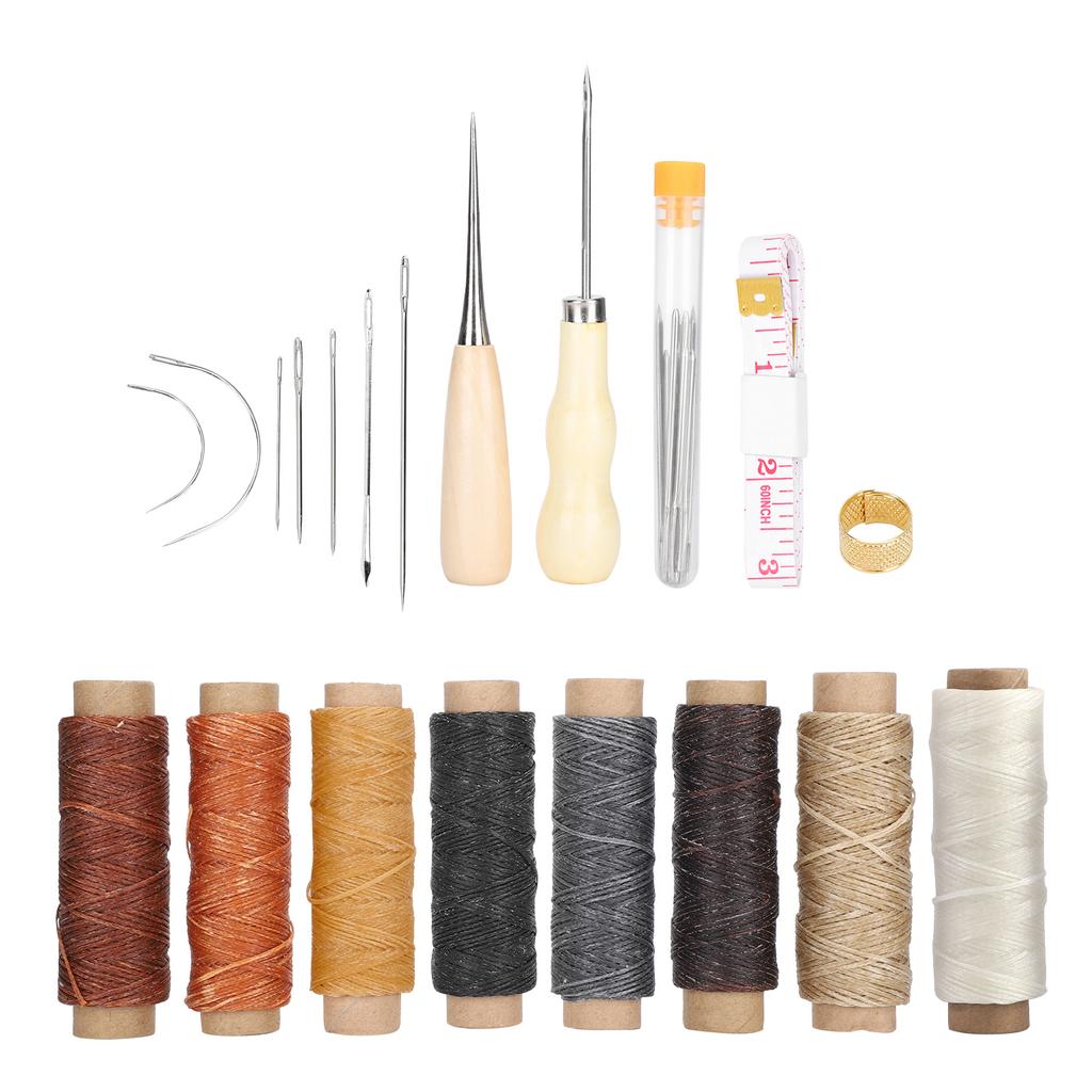 28Pcs Leather Sewing Kit Needles Thread Hand Repair Tools DIY HandMade Craft Set