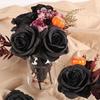 Artificial Black Roses Fake Flowers, Long Stem, with No Container, for Halloween, Home Decor, Wedding Party, Tabletop