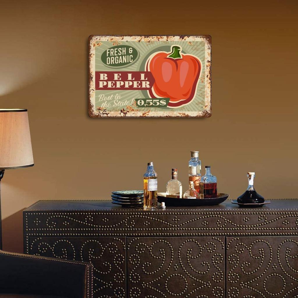 1-Pack Distressed Retro Wall Sign Metal, 20×30cm and 30×40cm, Aged Décor for Kitchen, Office or Dining Area