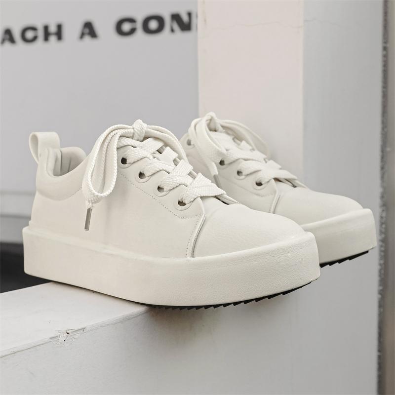 Модная Высококачественная Обувь на Толстой Подошве, Увеличивающая Рост, Модная Обувь для Скейтборда для Мужчин, Повседневная Кожаная Уличная Нескользящая Обувь на Шнуровке для Ходьбы