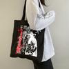 Harajuku Punk Maiden Printed Black Canvas Bag Gothic Style Anime Shopper Large Capacity Vintage Women's Bag Handbag Shoulder Bag