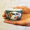 Waza no Kura Stylish Kutani Ware Set of Green Arabesque Flower and Bird Perfect for Grand and Guest Teacups, 5, Design, Housewarming, Opening,