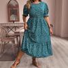 Plus Size 2025 Summer New Short Sleeve Print Loose Dress Beach Skirt O-Neck Women's Fashion Casual Dresses