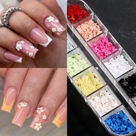 1 Box 3D Flower Nail Charms Multifunctional 12 Grid Design Phone Cases DIY Crafts Nail Art Supplies for Women