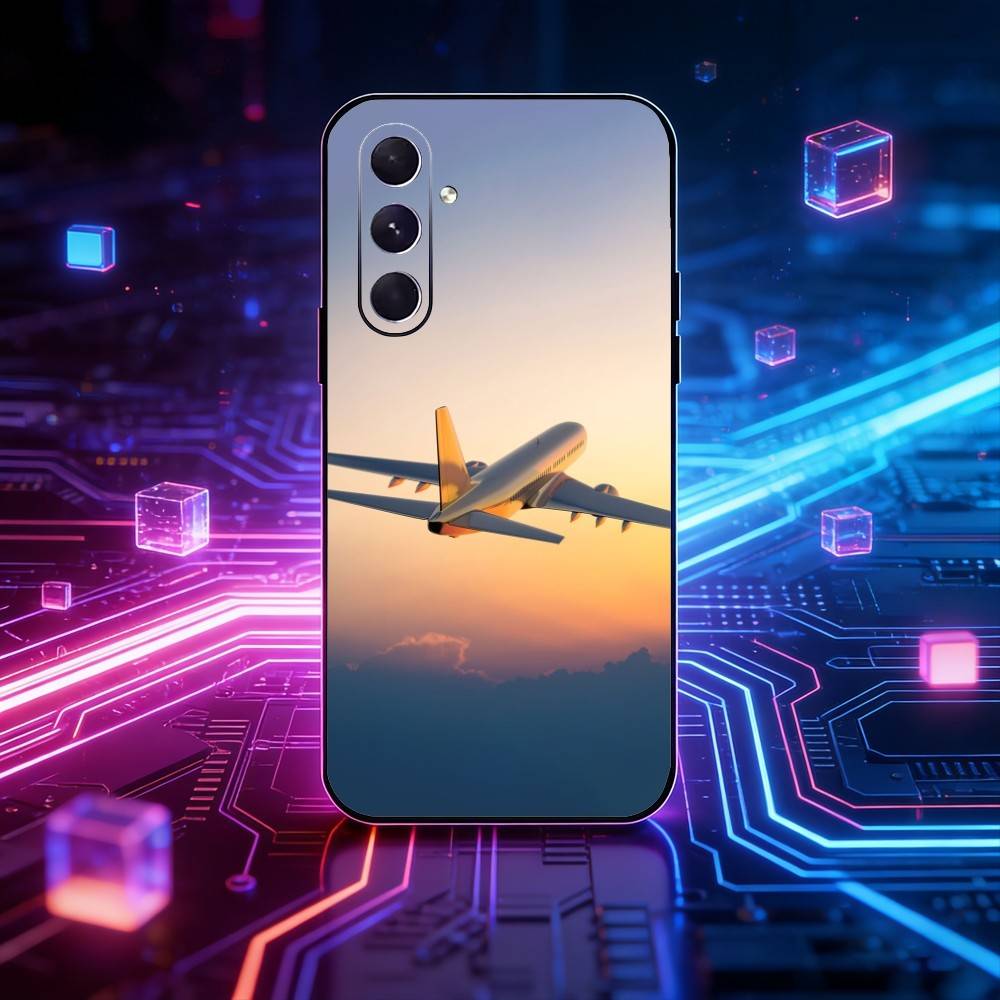 Чехол для телефона с рисунком самолета для Samsung Galaxy A73, A21s, A22, A31, A52, A53, A71, A41, Мягкий черный корпус