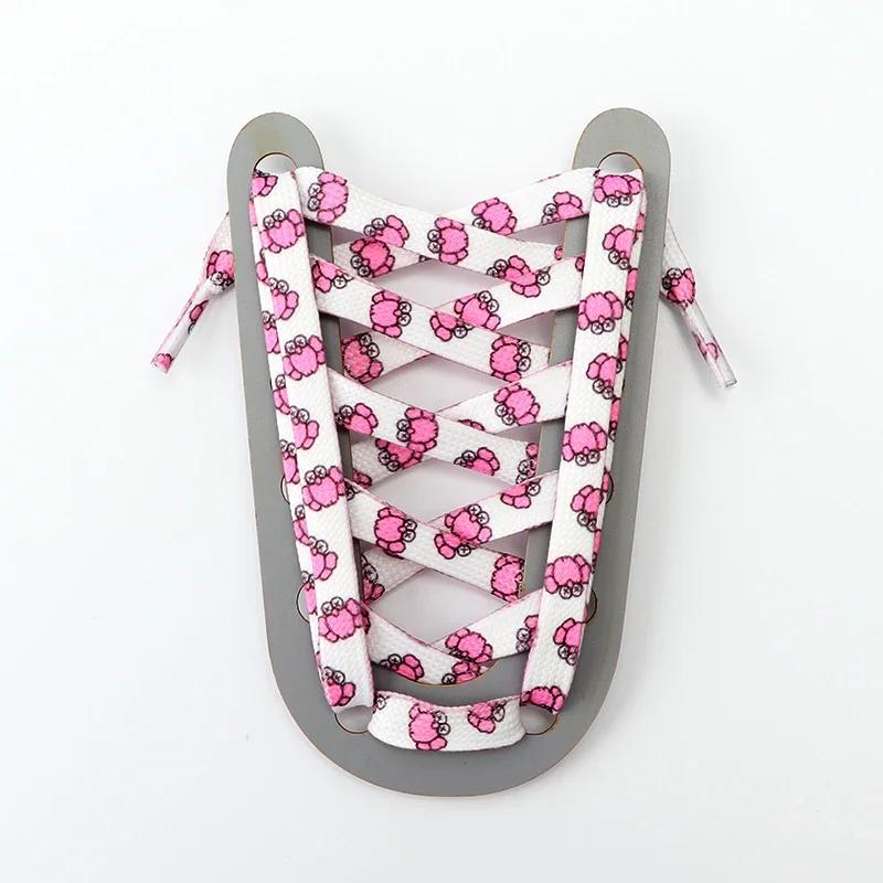 1Pair Cartoon Graffiti Printing Shoelaces Flat Shoe Laces Running Shoes Sneakers High Top Low Top Canvas Shoelace for Kids Adult