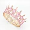 Baroque Bride Round Crown Headgear Water Drop Diamond Pageant Crown Vintage Queen Show Crown