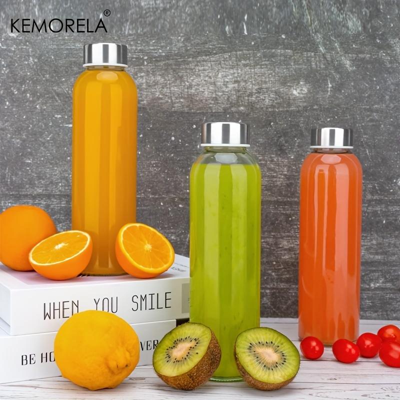 KEMORELA 3/4/6 шт. Прозрачные стеклянные бутылки с крышками 530 мл, Многоразовые стеклянные бутылки для воды с крышкой из нержавеющей стали для сока, молочного чая