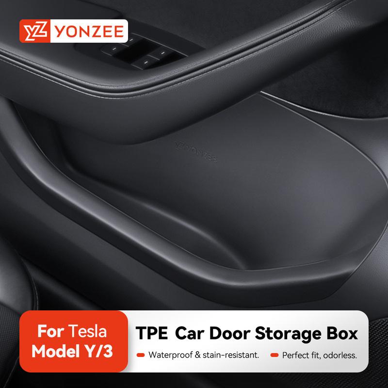YZ Для Tesla Model 3 Y Highland Juniper Боковой Органайзер-Карман в Дверь Автомобиля Передний Задний Боковой TPE Поднос-Органайзер для Дверных Карманов Аксессуары