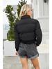 23 Autumn/Winter Women's High-Neck Cotton-Padded Jacket: Long Sleeve, Warm, Loose Fit Outerwear 