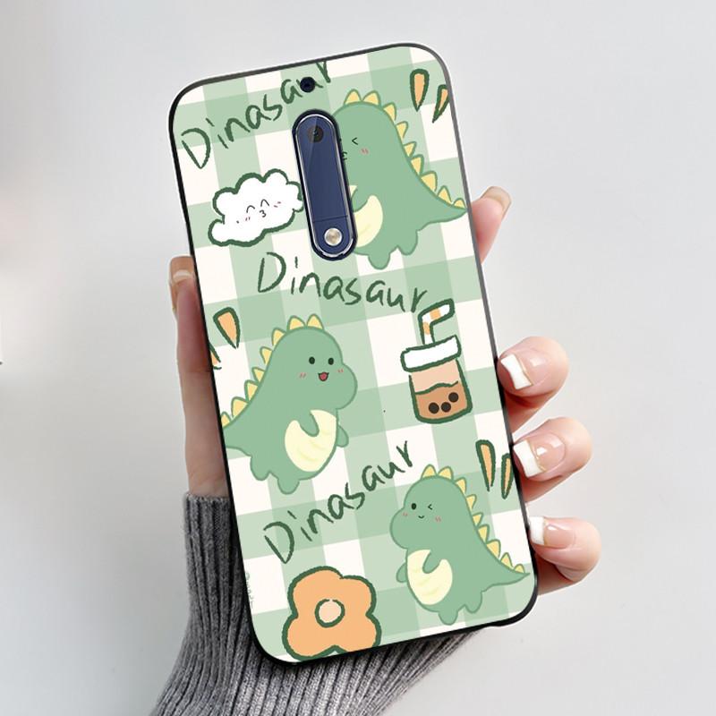Чехол Для Nokia 5 Эстетичный Модный Милый Кот Мультяшный Черный Мягкий ТПУ Чехол для Телефона Для Nokia 5 Чехол-Бампер TA-1053 TA-1024