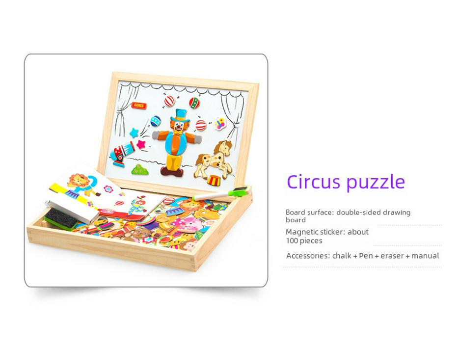 Little Master Educational Magnetic Animal Puzzle & Double-Sided Drawing Board