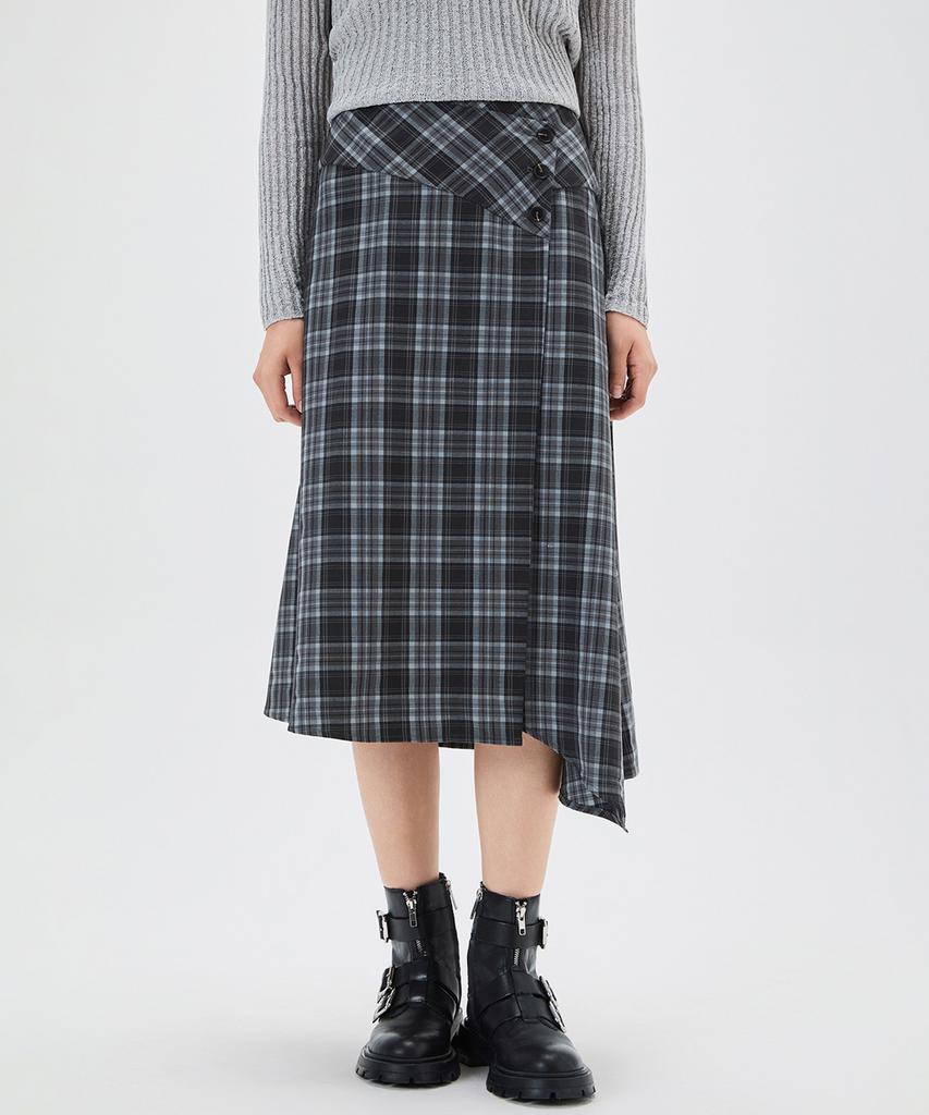 MIXXO Клетчатая асимметричная юбка Re Whg326B_Miwwhg50Qb