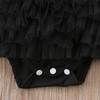 Citgeett Spring Newborn Baby Girls Long Sleeves Black Jumpsuit Bodysuit Mesh Ruffle Playsuit Outfit Cute Clothes Hairband