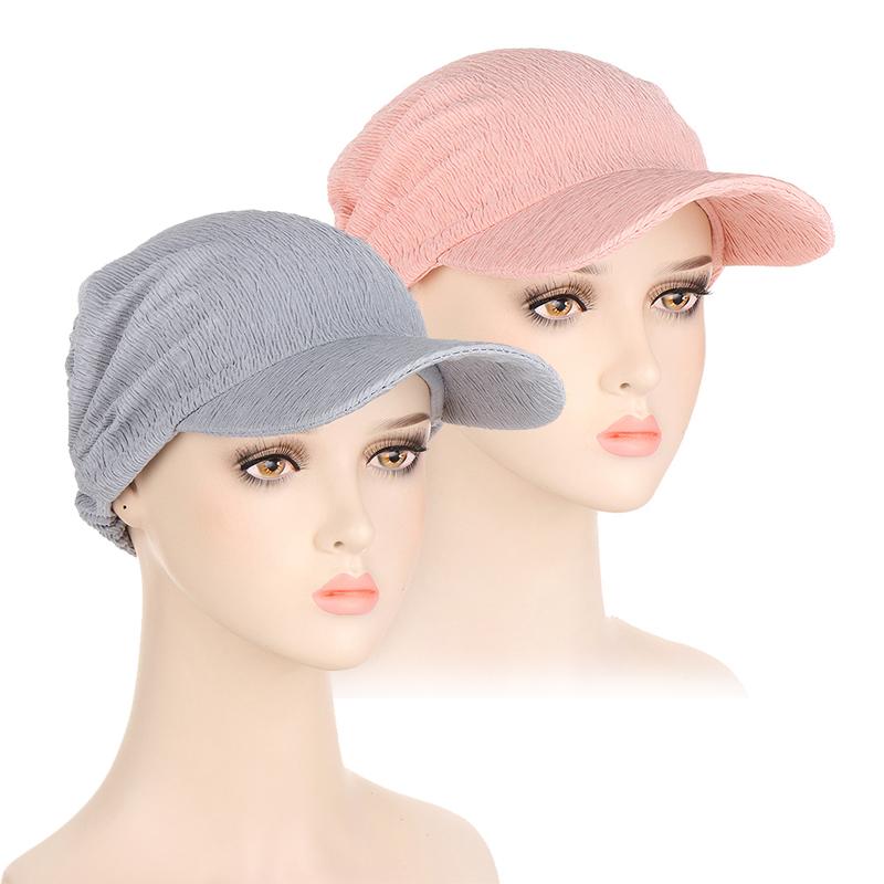 1PC Sun Hat Sunscreen Cap Solid Color Turban Cap Summer Female Hat Fashion Female Hat