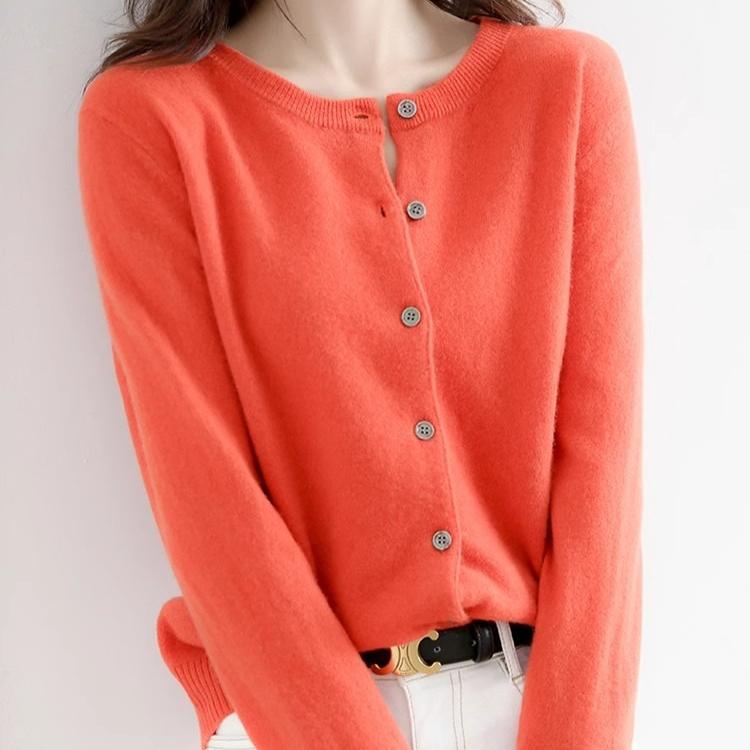 Весенний джемпер с круглым вырезом, свободный, мягкий, тонкий свитер, вязаный кардиган, куртка, осенний, корейская версия, с длинным рукавом, однотонные свитера, топы, верхняя одежда
