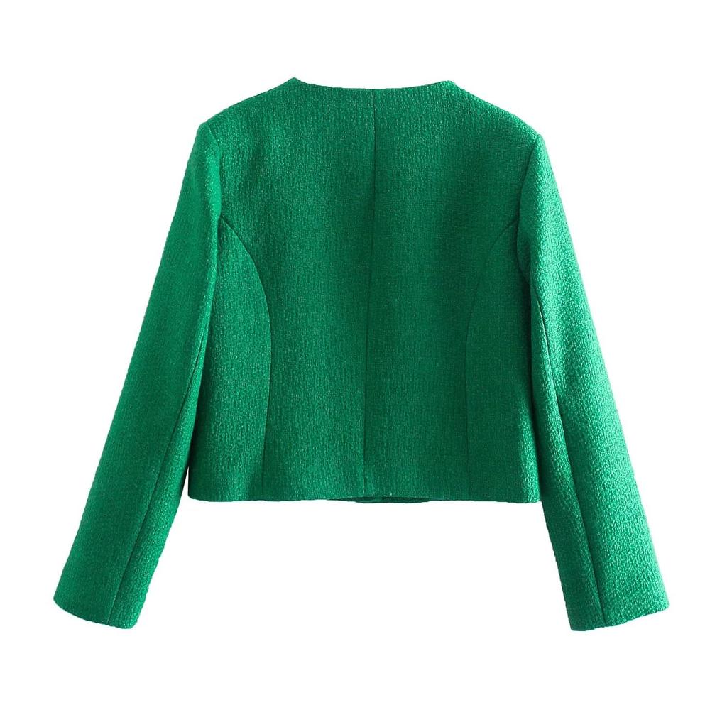 Женские юбки из зеленого твида Faldas Mujer Застежка-молния Круглый вырез Однотонный Однотонный Женские мини-юбочные комплекты