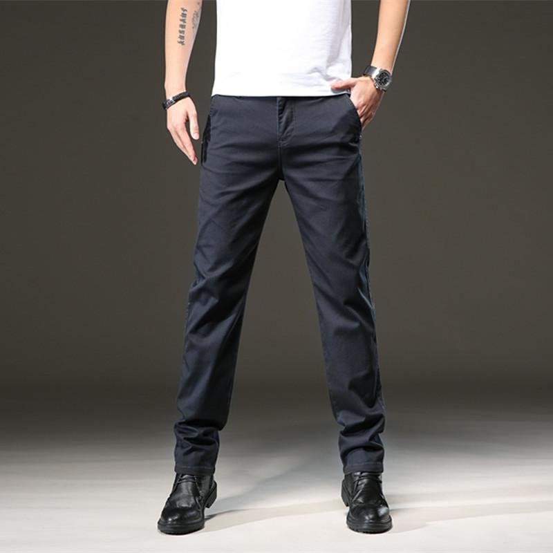 Весенние мужские повседневные брюки Обычные эластичные брюки Свободные прямые мужские брюки Зимние деловые повседневные брюки