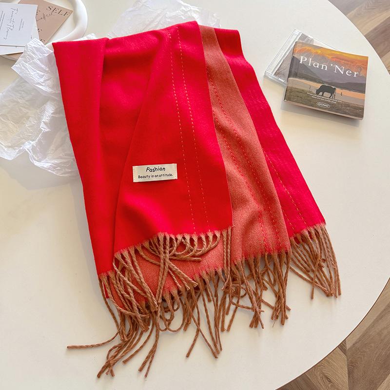 New Solid Color Cashmere Scarf Shawl Women'S High End Versatile Autumn And Winter New Warm Scarf