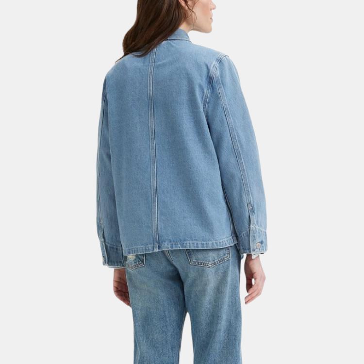 Джинсовая куртка Levis Solid Color Multi-Pocket Straight Cut с длинным рукавом и одной пуговицей, мужские куртки, светло-голубые, A6190-0001