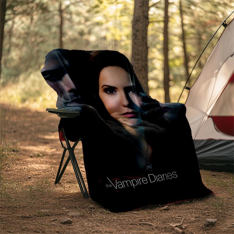 1pc The Vampire Diaries3 Theme Soft Flannel Throw Blanket - Digital Print, Polyester, Cozy for All Seasons, Perfect for Outdoor, and Travel
