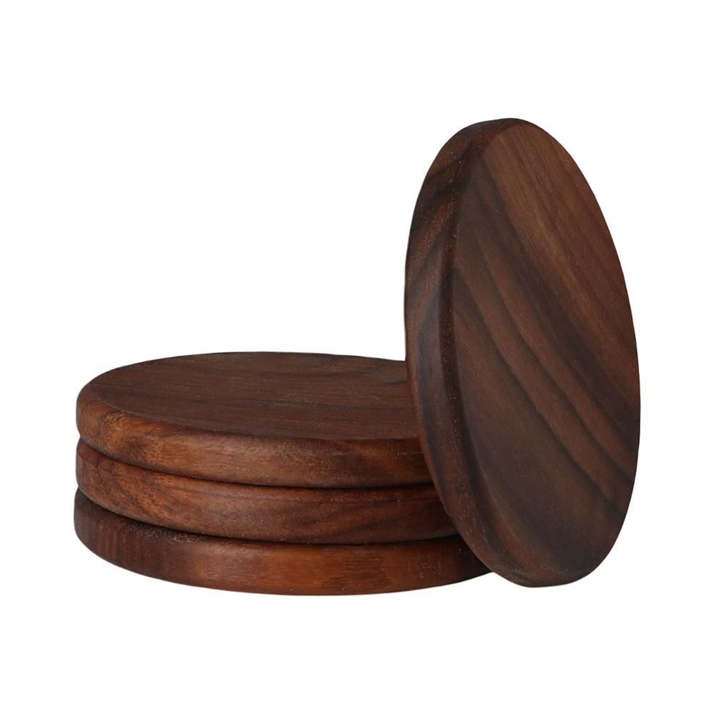 Durable Round Walnut Wood Coffee Home Decor Tea Placemats Cup Pad Dish Pad Bowl mat