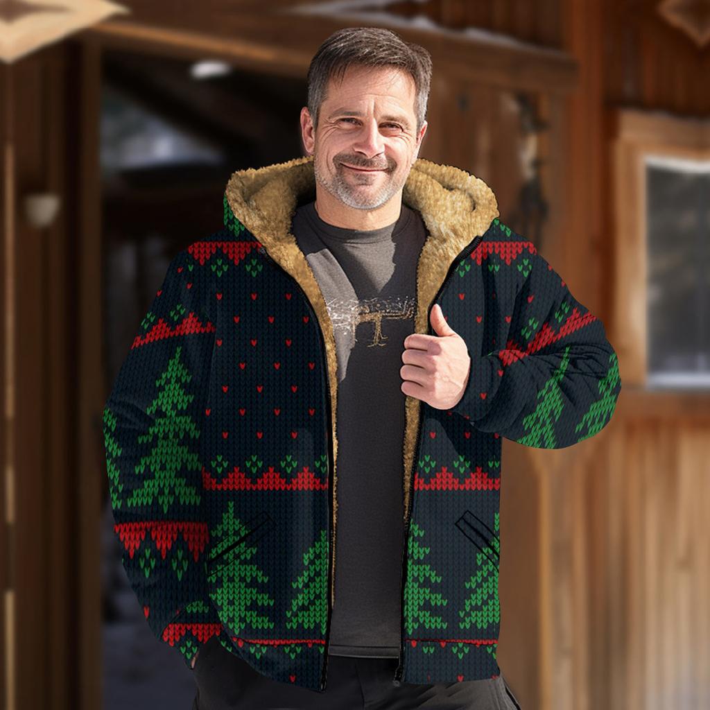 Мужская куртка с рождественским принтом, мужская весенняя повседневная куртка с капюшоном на молнии