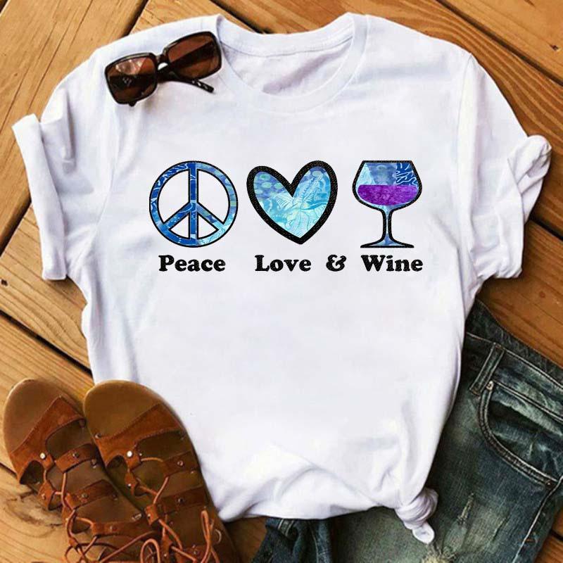 Wine Glass Printed T-Shirts For Women Clothing Casual Top Ladies Clothes Short Sleeve Versatile Graphic Printed Fashion Shirts