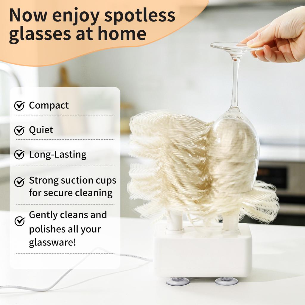 Automatic Electric Glassware Polisher , Household Mini Wine Glass Cleaning Machine for Home Hotel Use