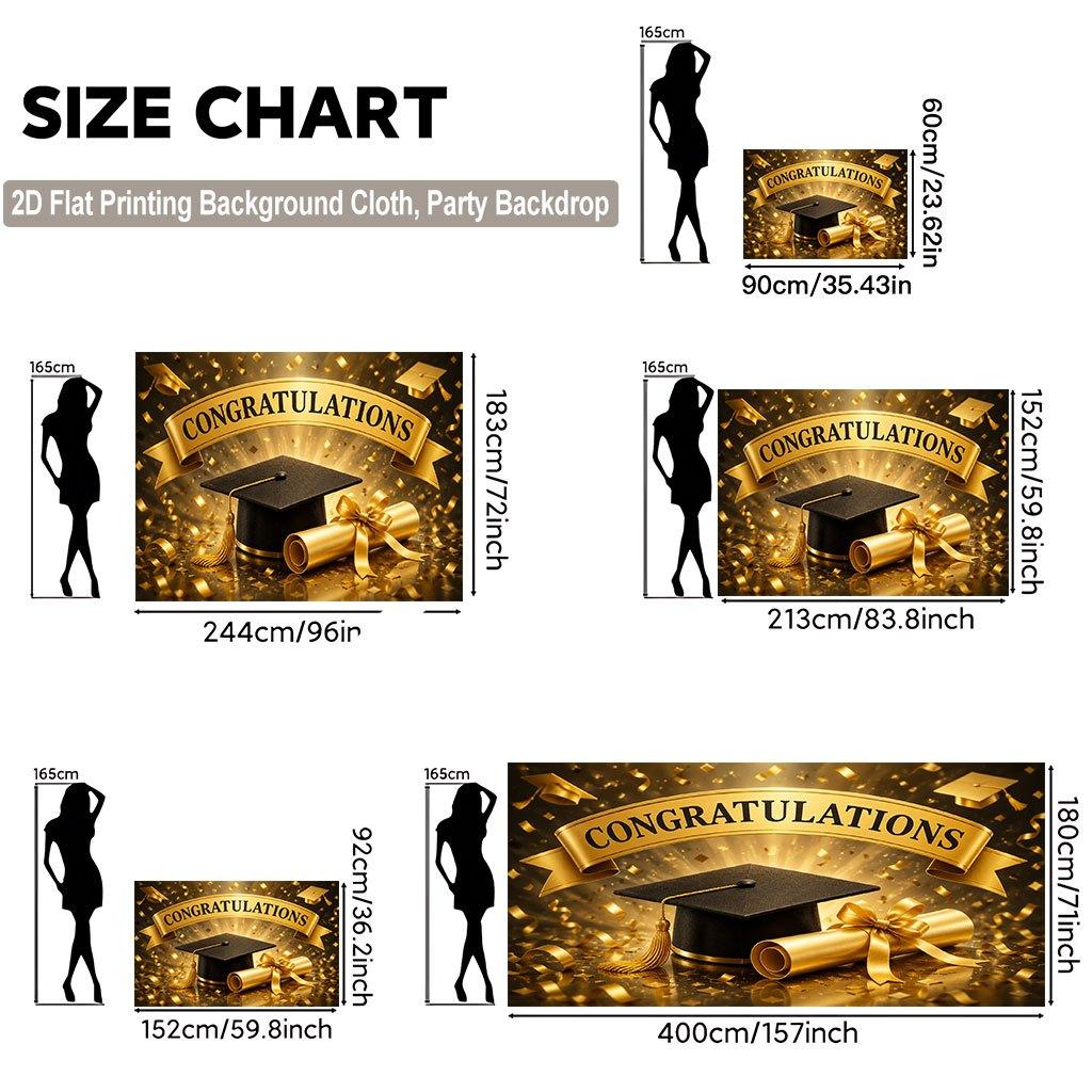 2D Flat Backdrop1pc Graduation Gold Decor Backdrop Banner Polyester Wall Decor For Living Room Bedroom Office Outdoor Decor Holiday Gift