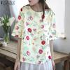 Women Casual Round Neck Summer Half Sleeve Floral Blouse
