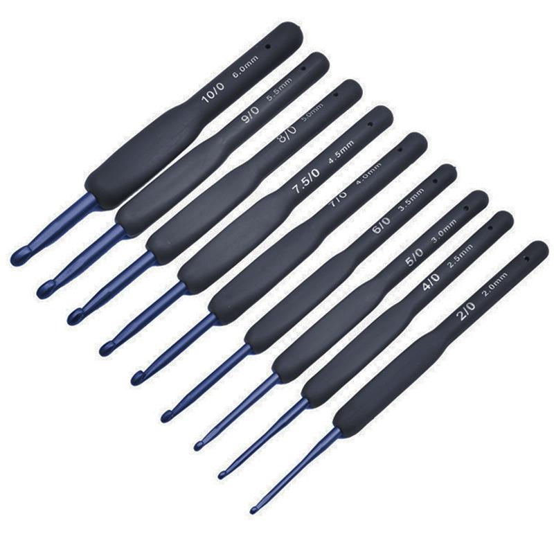 2mm-6mm Silicone Handle Knitting Needle Sweater Hook Blue Soft Handle Crochet Hooks Aluminum Crochet