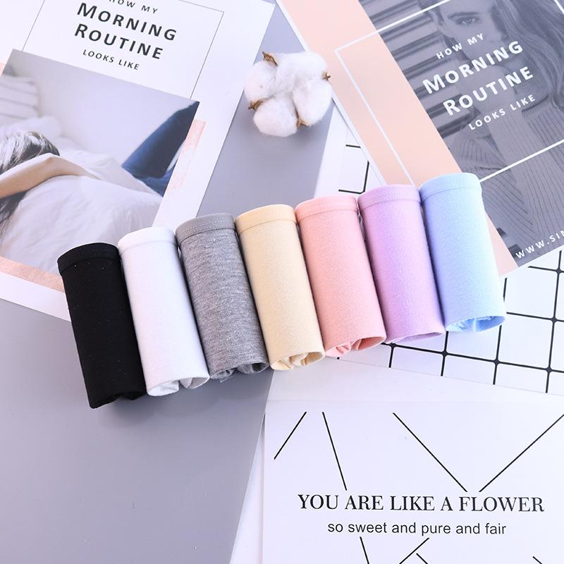 Женские хлопковые трусики, 7 шт./компл., однотонное нижнее белье, удобные трусики со средней посадкой для девочек, дышащие трусы, женское нижнее белье XXL