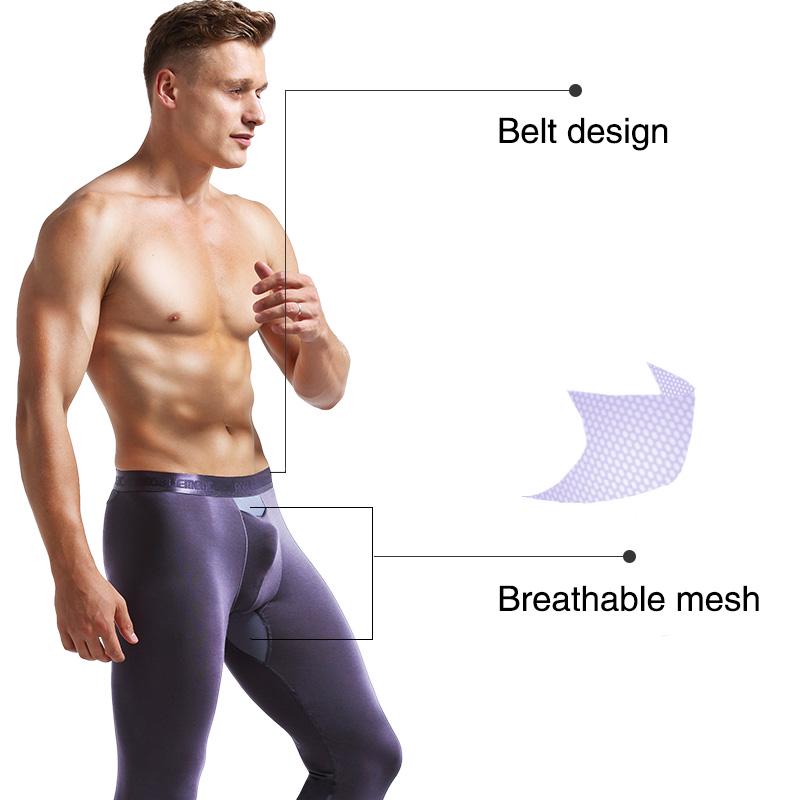 Mens Underpants Comfortable Breathable Mesh Thin Long Johns Fashion Mid Waist Underwear For Man