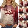 Женская мода, повседневный пуловер с длинными рукавами и круглым вырезом с принтом на Хэллоуин