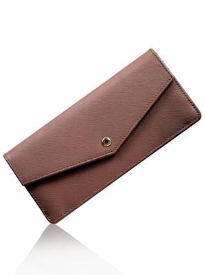 Длинная обложка-скиммер Какао-коричневый Женский кошелек, Тонкий, Защита, Крышка,