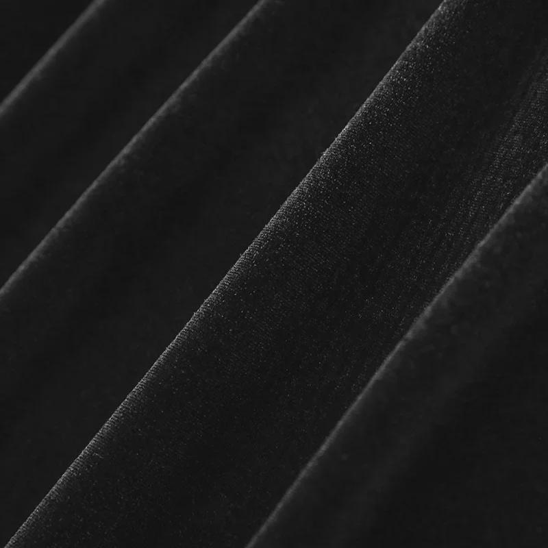 Элегантное бархатное платье: Осень/Зима, узкая талия, плиссировка, круглый вырез горловины