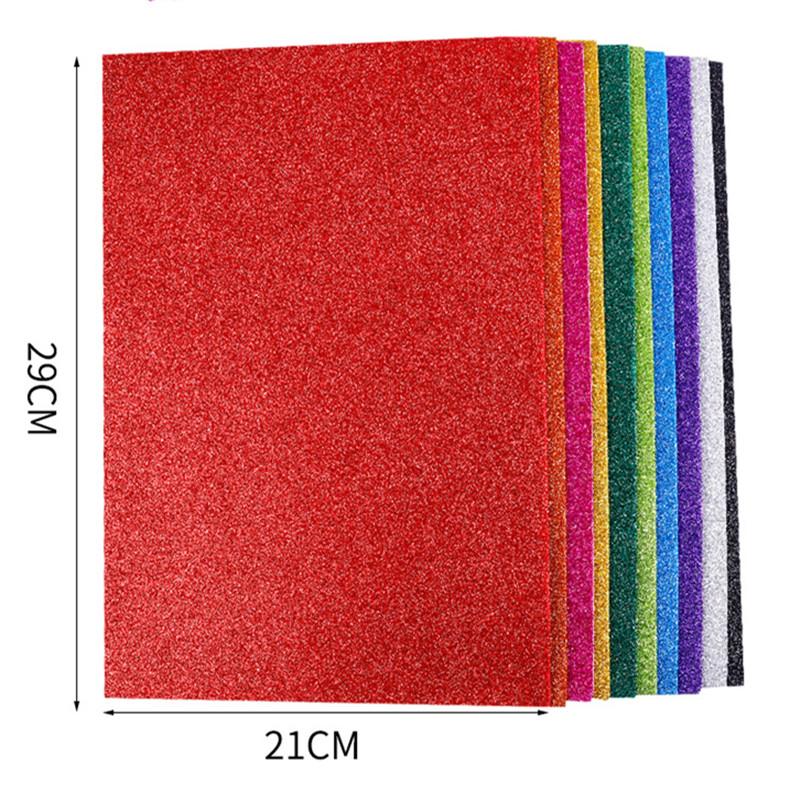 10Pcs/bag 2MM Thick A4 with Powder Sheet Material Glitter Bright Sponge Paper Foam Paper Kindergarten DIY Handmade