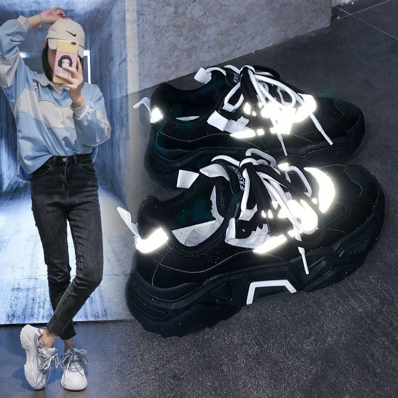 Женские кроссовки на толстой подошве, вулканизированная обувь на платформе, модные дышащие повседневные кроссовки для женщин Femaledf4